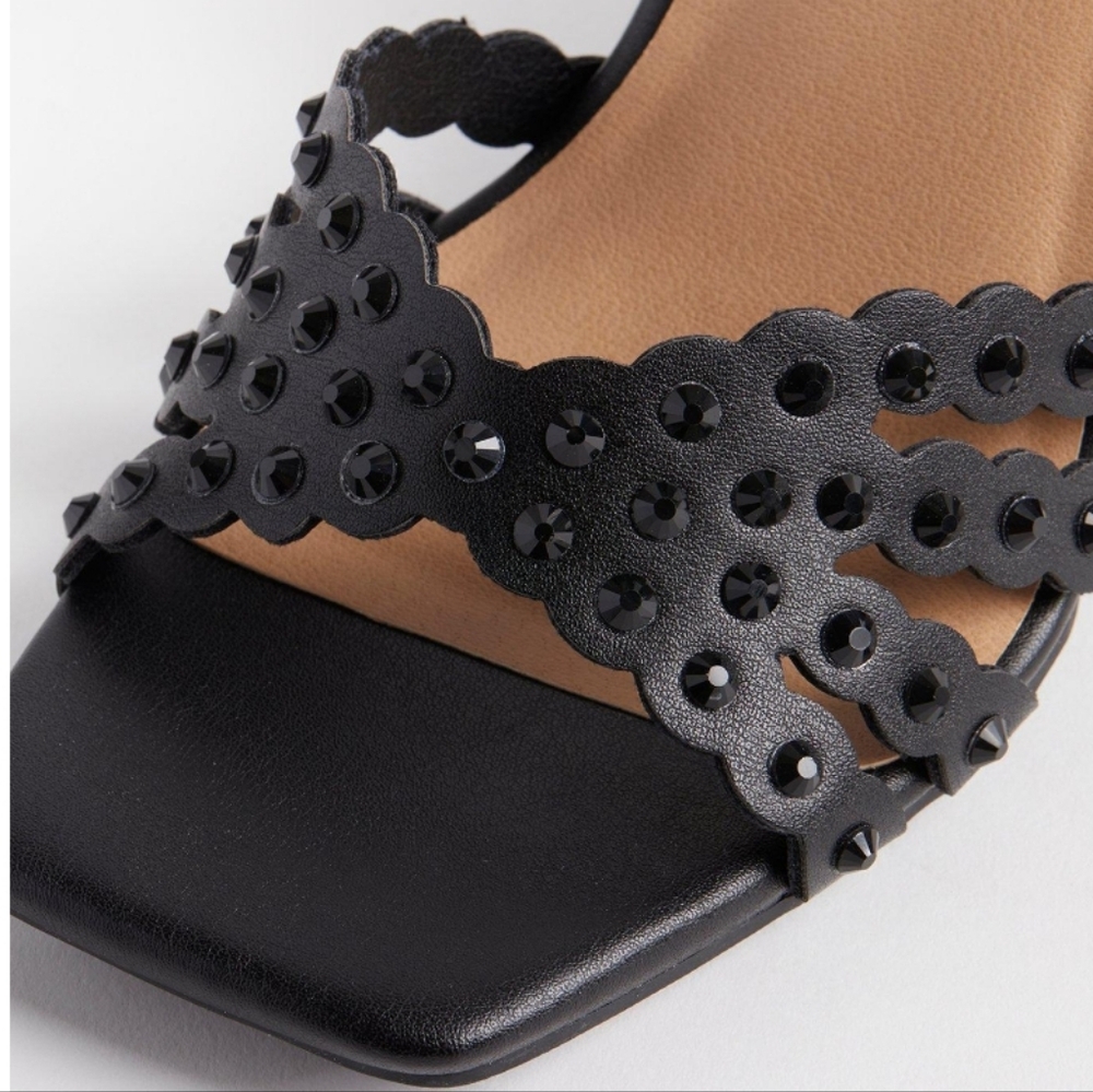 Torrid Embellished Black Strappy Wedge Heel Sandals - Picture 4 of 6